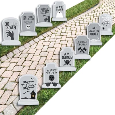 Halloween Tuin Decoraties - Grafsteen Decoratie - Feestversiering Buiten - 10 Delige Set - 7.5 x 11.3 Inch - Graveyard