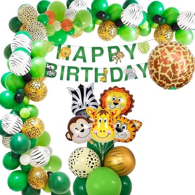 FeestmetJoep® 55-delig feestpakket Jungle - 45 stuks jungle ballonnen - Jungle verjaardag 1/2/3/4/5 jaar - Jungle thema feestje - Jungle versiering - Jungle feestartikelen - Jungle slinger - Jungle ballonnen - Jungle kinderfeestje