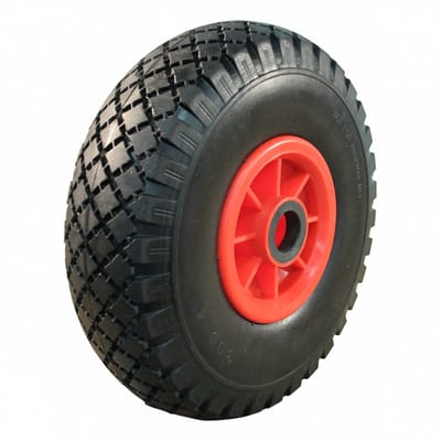 Steekwagenwiel - 3.00-4 - anti-lek en kunststof velg - maximale belasting: 125 kg - asgat/naafdiameter: 25 mm - inclusief rollager