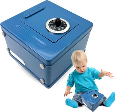 Kluis Spaarpot - Geldautomaat - Veilig Sparen - Combinatie Slot - 13.5 cm - Blauw