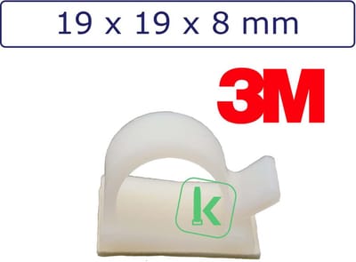 PRO-TIE® - 3M Zelfklevende kabelclips/kabelklemmen 19 x 19 x 8 mm Wit naturel (Zak 100 stuks)