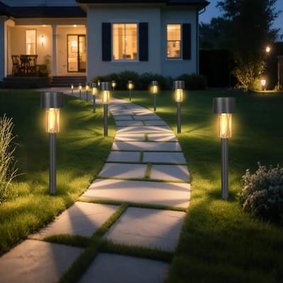 Zonneverlichting voor buiten - Tuinlampen padverlichting - Tuinpaden verlichten - Automatisch opladen - 12 stuks - Warm wit