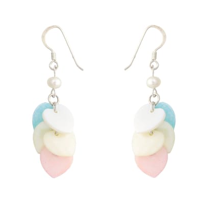 Behave – Oorbellen – 925 Sterling Zilveren Tross Oorbellen met Hartvormige gekleurde Schelpenhangers
