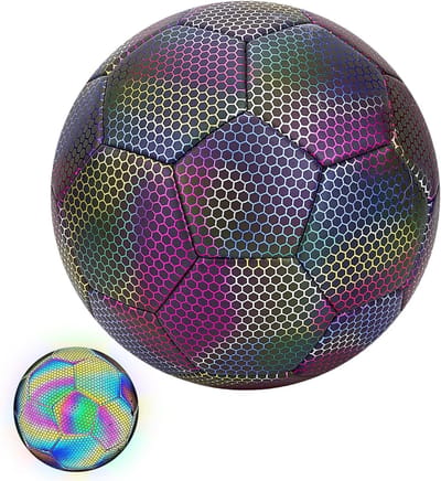 Allecto Reflecterende Voetbalbal - Duurzaam Veganistisch Leer - Officiële Wedstrijdgrootte - Nachtspel Training - Voetbalfan Cadeau - Geschikt voor Maat 4 - Reflecterend - Sportbal
