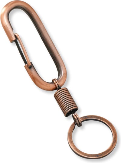 Travel Cords - Sleutelhanger Mat Koper Karabijnhaak Sluiting L - autosleutels - robuust - stevige sluiting - stevig - metaal stoer - hoogwaardige kwaliteit