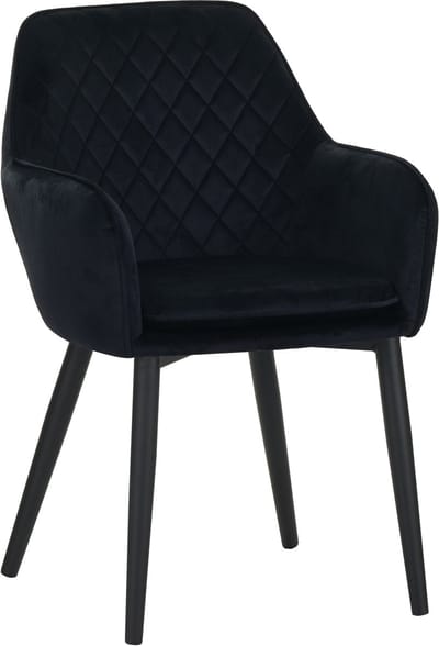 Colenis® - Jay Eetkamerstoel - Set Van 2 - Zwart - Fluweel - Velvet - Met armleuning