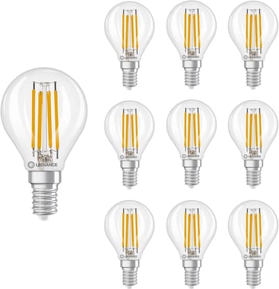 Ledvance LED Filament Kogellamp E14 - 3.4W 470lm 2700K 230V - Ø45mm - Dimbaar - 10 stuks - Geschikt voor woonkamer, restaurants, decoratie - 10 stuks