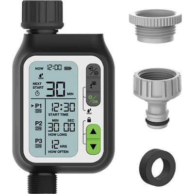 KKmoon Elektronische irrigatieregelaar Automatische irrigatietimer met groot LCD-scherm Waterdicht zwart