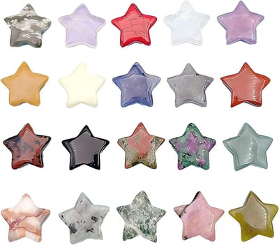 Set van 20 natuurlijke sterren edelstenen, gepolijste geluksstenen voor decoratie en Reiki-heling, ideaal voor meditatie en kristaltherapie