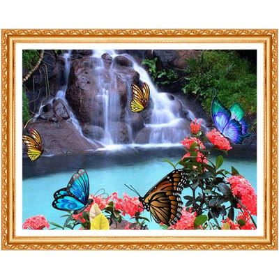 Diamant borduurwerk waterval diamant schilderij kruissteek vlinder volledige boor decoratie DIY kit 20X30CM gray