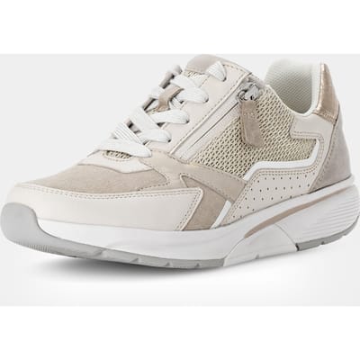 Leren sneakers met ritssluiting - wit / beige - Gr. 36 van Goldner Fashion
