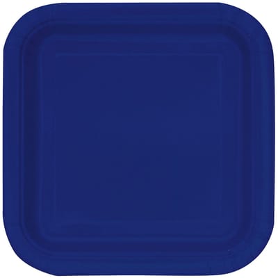 UNIQUE - 16 kleine vierkante kartonnen bordjes marineblauw 18 cm voor dessert
