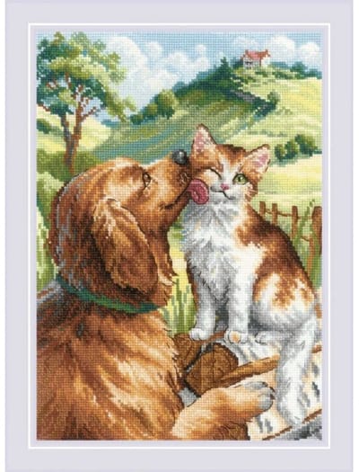 Like cat and Dog Borduurpakket - Kruissteek - Telpatroon - Hond En Kat 2275