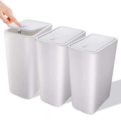Set van 3 Moderne Prullenbakken met Deksel, 10L, Ideaal voor Badkamer, Keuken en Kantoor