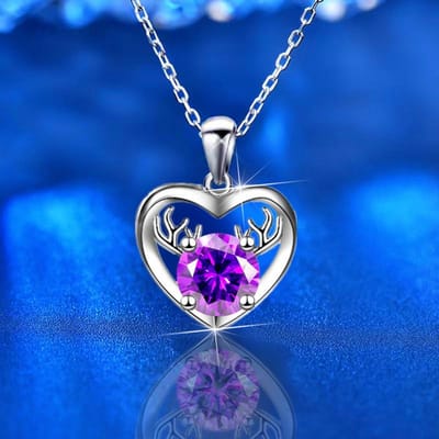 925 Zilver Hartvormige Hanger Verjaardagscadeau voor Vriendin Sterling Zilver Liefdeshart Ketting Vrouwelijk Licht Luxe Sleutelbeenkettinkje blue