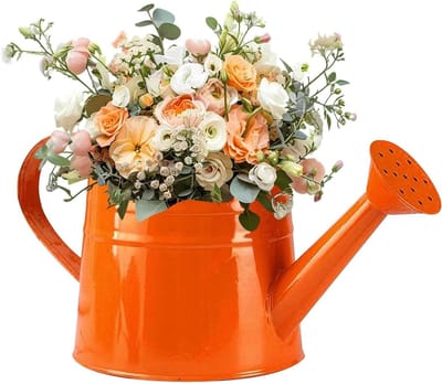 Metalen Gieter - Vintage Sproeier - Planten Water Geven - Afneembare Lange Tuit - 1 Gallon - Oranje