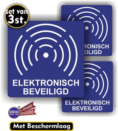Jerma - Elektronische Beveiligd - Vinyl - Stickers - set - 15x15 cm - 2 van 10x10 cm - Weerbestendig