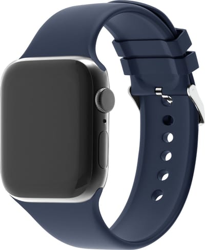 Strap-it Siliconen gesp band - Geschikt voor Apple Watch bandje - Series 1/2/3/4/5/6/7/8/9/10/11/SE/SE2/SE3 - Donkerblauw - Siliconen bandje met gesp - iWatch bandje maat: 38 / 40 / 41 / 42mm - Grootte: M/L