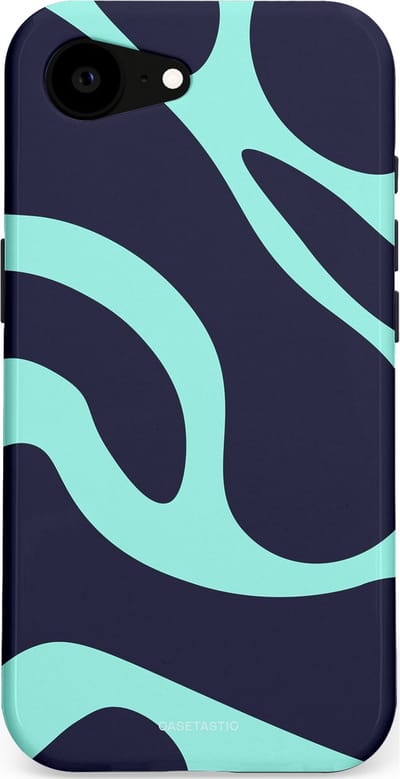 Casetastic Hoesje Geschikt voor Apple iPhone 16e Magsafe - Stijlvolle Beschermende Duo-layer Case - Golvenritme Aqua-Marine