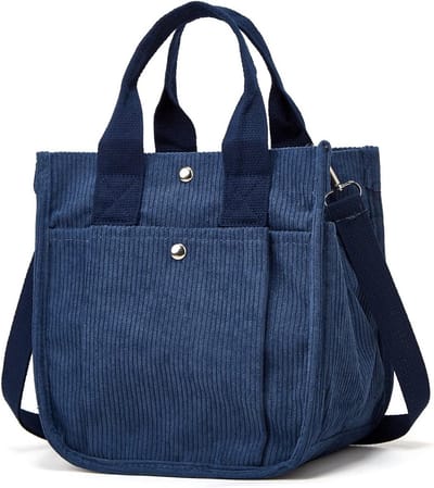 Grote Corduroy Schoudertas met Kruisband - Unisex Shopper voor Werk, School en Reizen