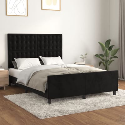 vidaXL - Bedframe - zonder - matras - 140x190 - cm - fluweel - zwart