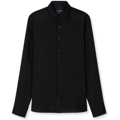 OLYMP Signature Casual Overhemd, Tailored Fit, Kent, Zwart