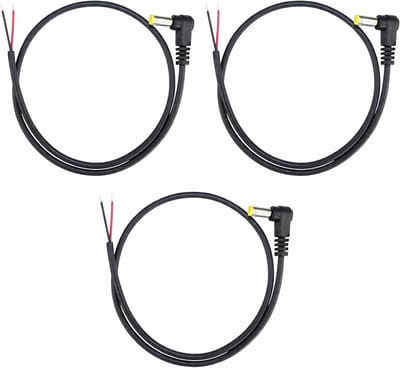 DC Verlengkabel - Stroomkabel Adapter - Camera Beveiliging - 90 Graden Hoekstekker - 55 x 21 mm - Geel