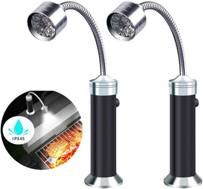 KZQ Flexibele Led Bbq Lampen Set - 2 Stuks - Perfecte Bbq Accessoire Verlichting Met 360 Graden Magnetische Voet En Flexibele Hals - 100% Draagbare Waterdichte Buitenlamp