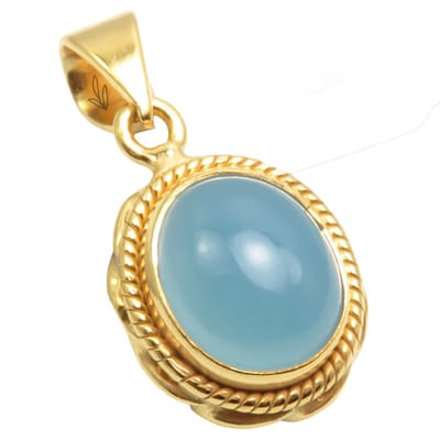 Natuursieraad -  925 sterling zilver goud verguld chalcedoon hanger - luxe edelsteen sieraad - handgemaakt
