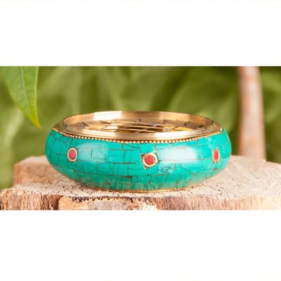 Wierookbrander met netje messing met stenen 8,5 cm