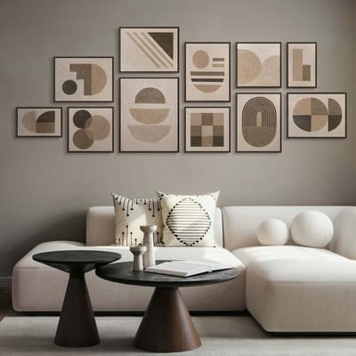 YS Schilderij YSART Wanddecoratie Set 3 Luik Abstract Goud Zwart Acryl Schilderijen met Lijst Balans van lijnen