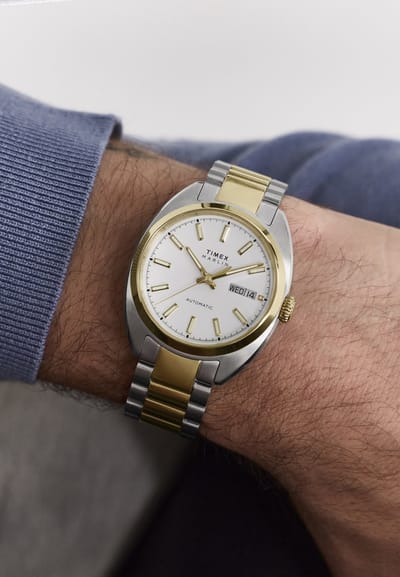 Timex Marlin Draper Automatic Mechanisch Automatisch Horloge Tweekleurig En Zilverkleurig Kast Gemaakt Van 100% Roestvrij Staal En Een Armband Van 100% Roestvrij Staal 37 TW2Y65000AJ, TW2Y65100AJ