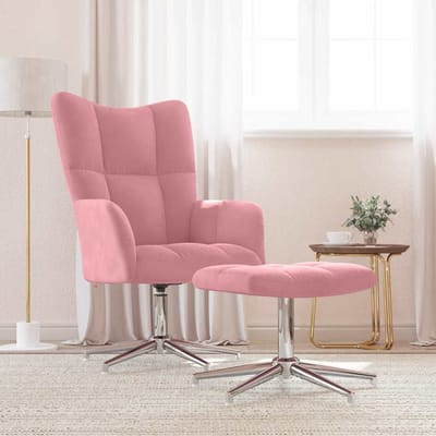 vidaXL Relaxstoel met voetenbank fluweel roze