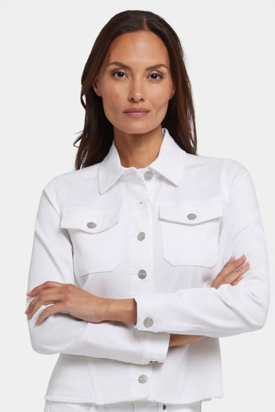 Gerafelde Zoomjack in Stretch Twill