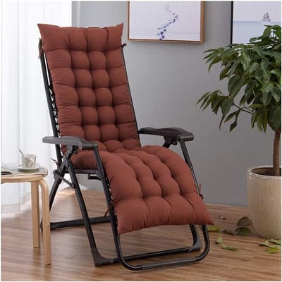 Zonnebank Kussen - Lounger Kussen - Buiten Ontspannen - Met Bevestigingsbanden - 48x155cm - Bruin