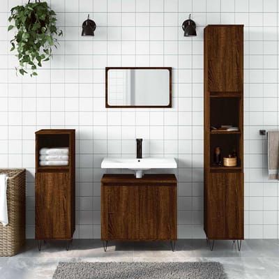 vidaXL - Badkamerkast - 58x33x60 - cm - bewerkt - hout - bruin - eikenkleur