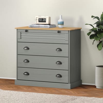 vidaXL - Ladekast - VIGO - 80x40x76 - cm - massief - grenenhout - grijs