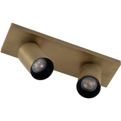 KS Verlichting - plafondlamp - Lynn - 2 spot - GU10 - dimbare lamp - opbouwspot - aluminium - messing