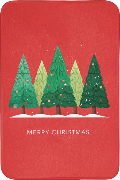 Badmat 60x90 cm - Antislip - Minimalistisch - Kerstbomen - Rood - Sneeuw - Badmatten voor badkamer - Badkamermat - Douchemat - Badkamer mat