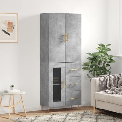 vidaXL - Hoge - kast - 69,5x34x180 - cm - bewerkt - hout - betongrijs