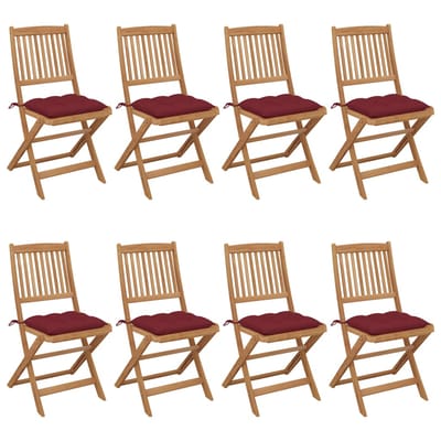 vidaXL - Inklapbare - stoelen - 8 - st - met - kussens - massief - acaciahout