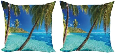 ABAKUHAUS Oceaan Kussenhoes – 2x40x40 cm – Turkoois Dubbelzijdig