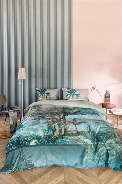 Kardol Canopy Dekbedovertrek - Eenpersoons - 140x200/220 cm - Blauw Groen