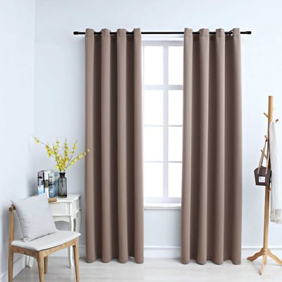 vidaXL - Gordijn - verduisterend - met - metalen - ringen - 2 - st - 140x245 - cm - taupe