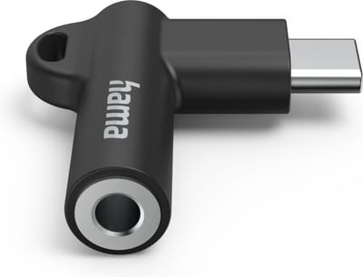 Hama Aux-adapter USB-C-3.5mm jack aansluiting, 90 hoekstekker, zwart