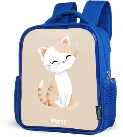 NoBoringSuitcases.com® - Rugzak blauw - Schooltas jongens - Kitten in de kleuren beige en wit - Kinder rugtas jongen - Boekentas kind - Kinderrugzak voor school - Schoolrugzak