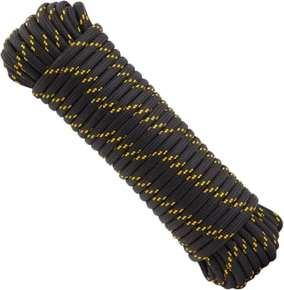 Gevlochten Touw - Knoop Touw - Kamperen Booten - Lage Rek Hoog - 30 Meter 12mm - Zwart Geel