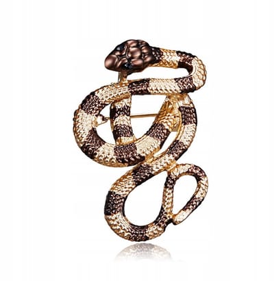 PINETS Gouden Brosch Wurgslang met Zirkonia