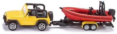 SIKU 1658, Jeep met Boot, metaal/kunststof, drijvende boot