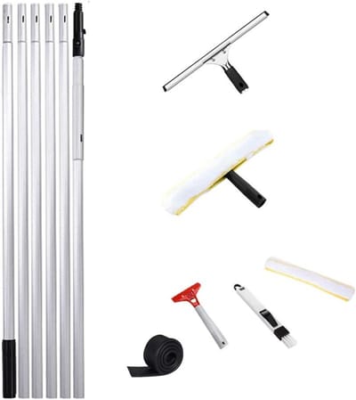 Raamreiniger Telescoop - Glaswasser Set - Hoge Ramen Wassen - Verstelbare Lengte - 6 Meter - Zilver